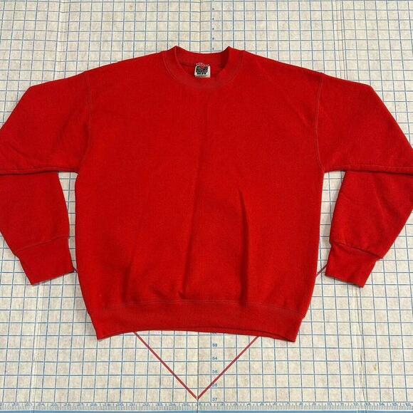 Vintage 90s Blank Red Fruit Of The Loom Best Sweatshirt Size Medium Made In USA - Picture 1 of 15